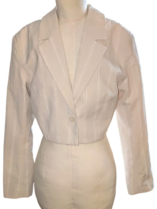 H&M Jackets & Blazers - H&M BoHo Cropped Blazer Woven Textured Stripes Travel Layer S